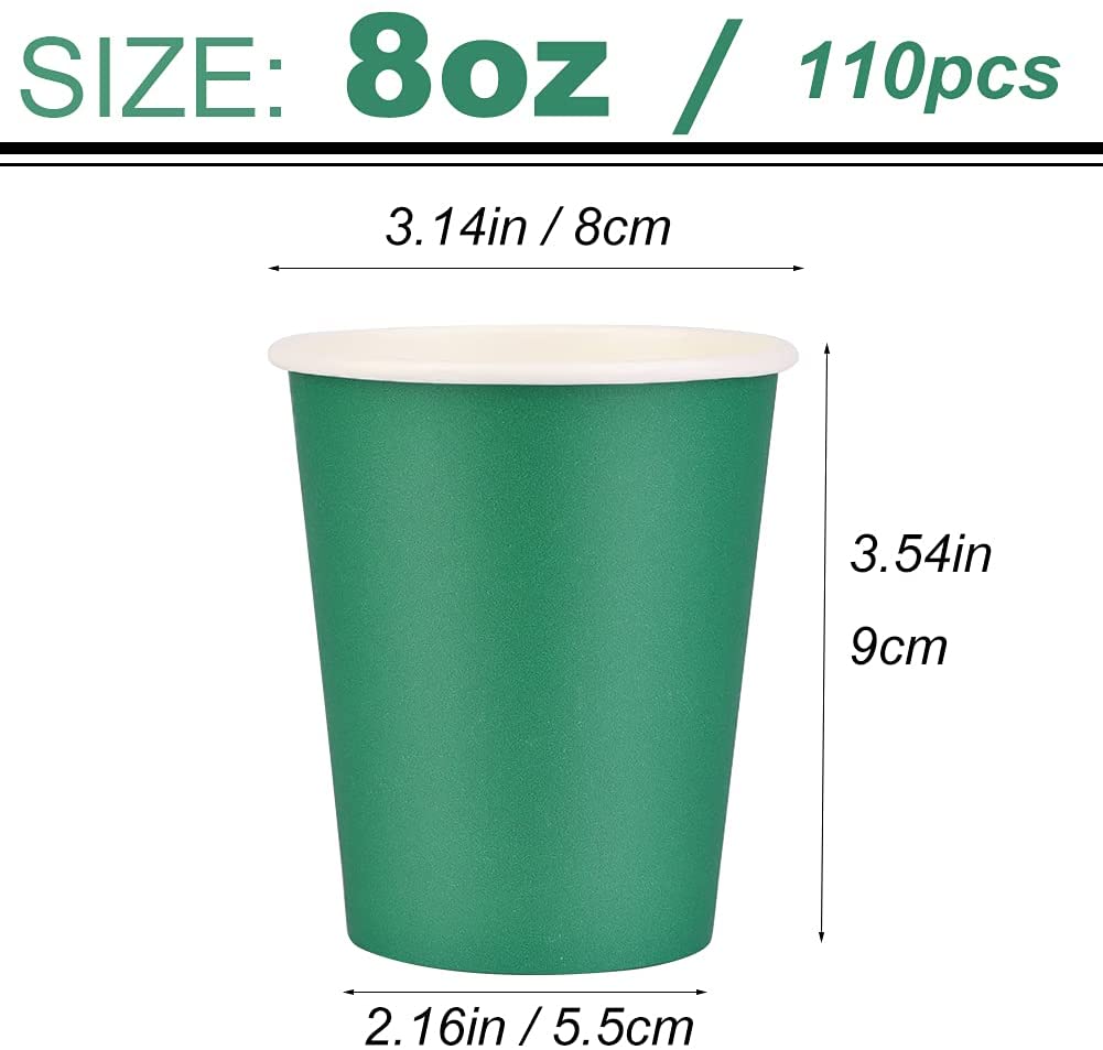 110 Pack] Paper Cups 8 Oz, Disposable Paper Coffee Cup Green – prgery