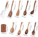 10 Pcs Wooden Spoons for Cooking, Nonstick Kitchen Utensil Set