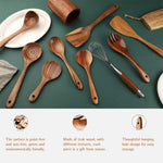 10 Pcs Wooden Spoons for Cooking, Nonstick Kitchen Utensil Set