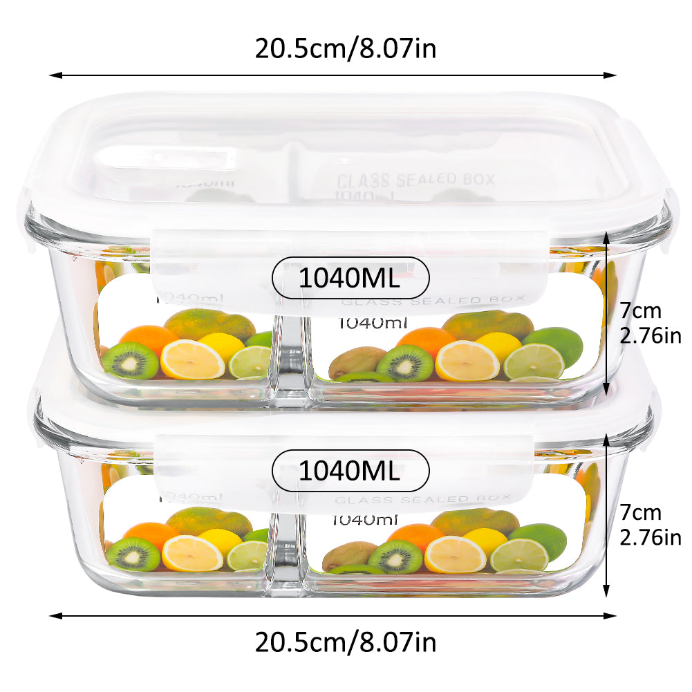 MealPrep [3-Pack] Glass Containers Glass - Glass Food Storage