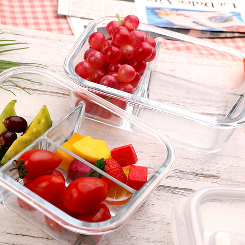 Glass Food Storage Containers 3 Compartment with Lids