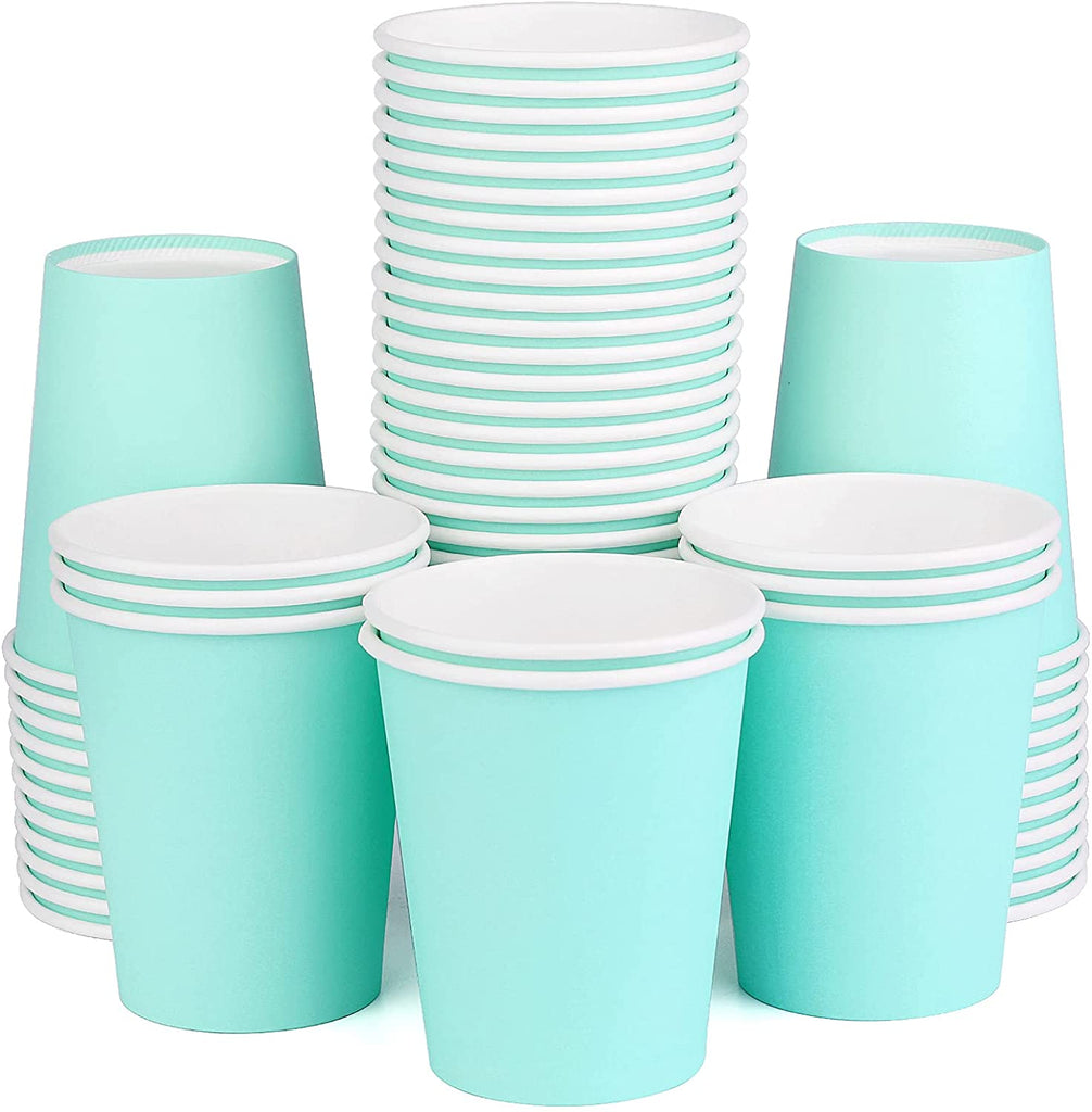 50 Pack] Paper Cups 8 Oz, Disposable Paper Coffee Cup (Light Blue) co –  prgery